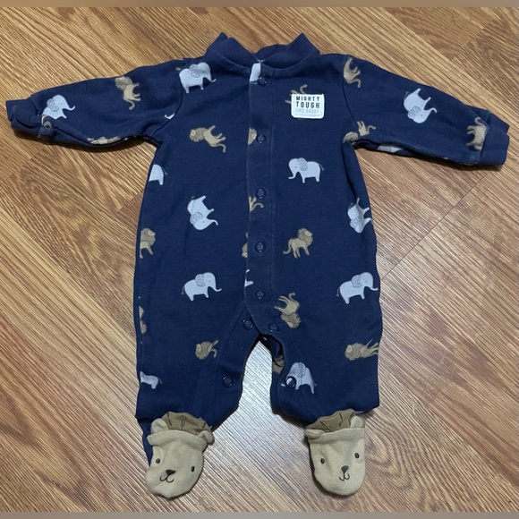 Onesies lot 4 long sleeve footie pajamas newborn boy winter fall set - Picture 10 of 11